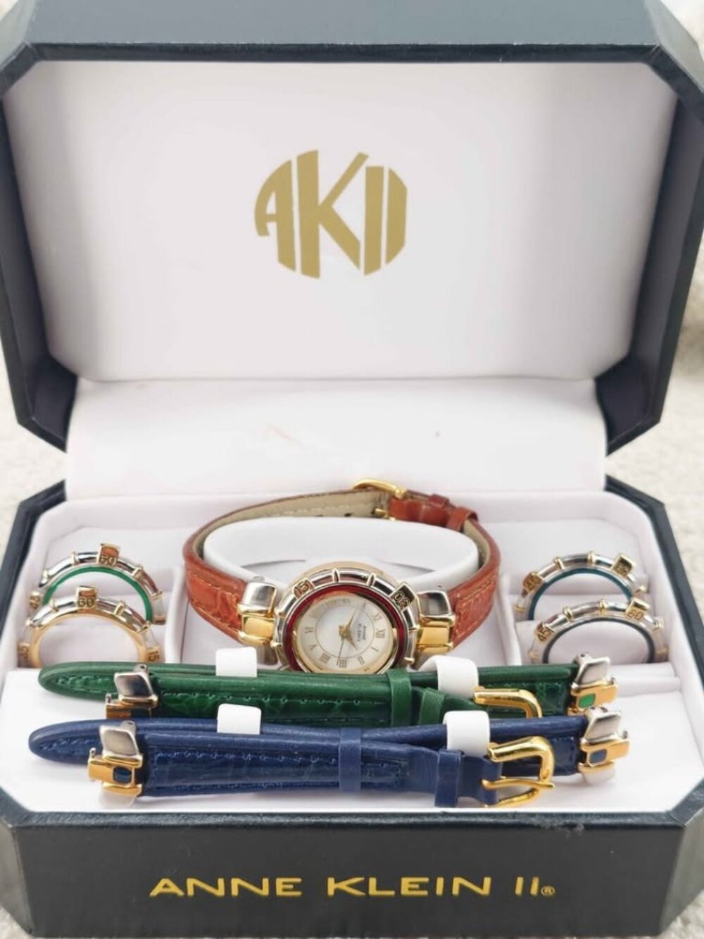 Anne Klein II Women's Quartz Watch Two-Tone Roman 26mm 90s New Battery + BOX
